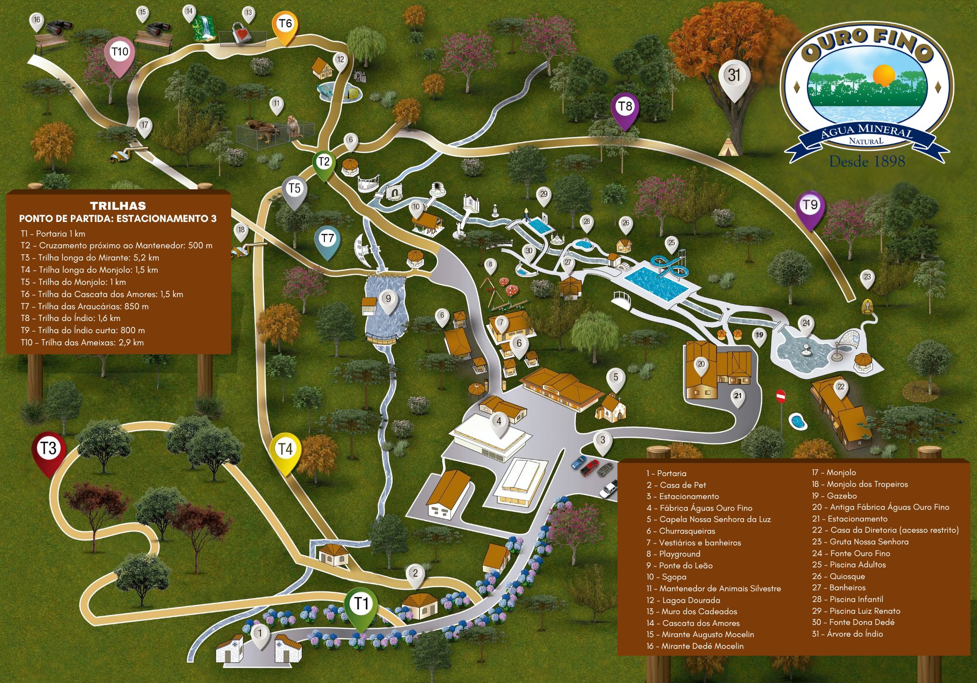 Mapa oficial completo da Estância Ouro Fino